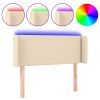 Hoofdbord LED 103x16x78/88 cm stof crèmekleurig