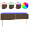 Hoofdbord LED 203x16x78/88 cm stof donkerbruin