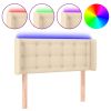 Hoofdbord LED 103x16x78/88 cm stof crèmekleurig