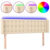 Hoofdbord LED 147x16x78/88 cm stof crèmekleurig