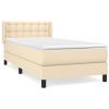 Boxspring met matras stof crèmekleurig 90x200 cm