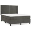 Boxspring met matras fluweel donkergrijs 140x190 cm