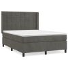 Boxspring met matras fluweel donkergrijs 140x200 cm