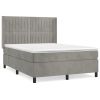 Boxspring met matras fluweel lichtgrijs 140x200 cm