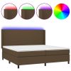 Boxspring met matras en LED stof donkerbruin 200x200 cm