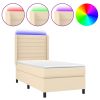 Boxspring met matras en LED stof crèmekleurig 80x200 cm