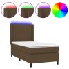 Boxspring met matras en LED stof donkerbruin 80x200 cm