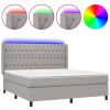 Boxspring met matras en LED stof lichtgrijs 160x200 cm