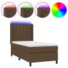 Boxspring met matras en LED stof donkerbruin 80x200 cm