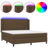 Boxspring met matras en LED stof donkerbruin 180x200 cm