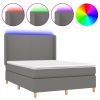 Boxspring met matras en LED stof donkergrijs 140x200 cm