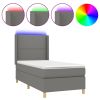 Boxspring met matras en LED stof donkergrijs 90x190 cm