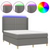 Boxspring met matras en LED stof donkergrijs 140x200 cm