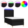 Boxspring met matras en LED stof zwart 100x200 cm