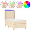 Boxspring met matras en LED stof crèmekleurig 100x200 cm