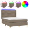 Boxspring met matras en LED stof taupe 140x200 cm