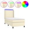 Boxspring met matras en LED kunstleer crèmekleurig 80x200 cm