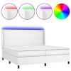 Boxspring met matras en LED kunstleer wit 200x200 cm
