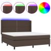 Boxspring met matras en LED kunstleer bruin 160x200 cm