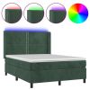 Boxspring met matras en LED fluweel donkergroen 140x190 cm