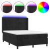 Boxspring met matras en LED fluweel zwart 140x190 cm