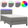 Boxspring met matras en LED stof donkergrijs 80x200 cm