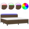 Boxspring met matras en LED stof donkerbruin 200x200 cm