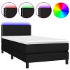 Boxspring met matras en LED stof zwart 90x200 cm