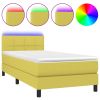 Boxspring met matras en LED stof groen 80x200 cm