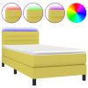 Boxspring met matras en LED stof groen 80x200 cm