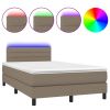 Boxspring met matras en LED stof taupe 120x200 cm