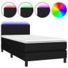 Boxspring met matras en LED stof zwart 80x200 cm