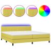 Boxspring met matras en LED stof groen 200x200 cm