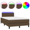 Boxspring met matras en LED stof donkerbruin 120x200 cm