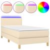 Boxspring met matras en LED stof crèmekleurig 80x200 cm