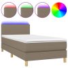 Boxspring met matras en LED stof taupe 90x190 cm