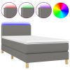 Boxspring met matras en LED stof donkergrijs 90x200 cm