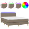 Boxspring met matras en LED stof taupe 140x190 cm