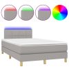 Boxspring met matras en LED stof lichtgrijs 120x200 cm