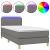 Boxspring met matras en LED stof donkergrijs 80x200 cm