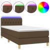 Boxspring met matras en LED stof donkerbruin 80x200 cm
