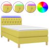 Boxspring met matras en LED stof groen 100x200 cm