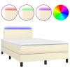 Boxspring met matras en LED kunstleer crèmekleurig 120x200 cm