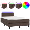Boxspring met matras en LED kunstleer bruin 120x200 cm