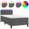 Boxspring met matras en LED fluweel donkergrijs 90x190 cm
