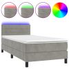 Boxspring met matras en LED fluweel lichtgrijs 80x200 cm