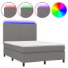 Boxspring met matras en LED stof donkergrijs 140x200 cm