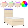 Boxspring met matras en LED stof crèmekleurig 80x200 cm