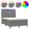 Boxspring met matras en LED stof donkergrijs 140x200 cm