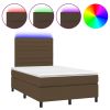 Boxspring met matras en LED stof donkerbruin 120x200 cm